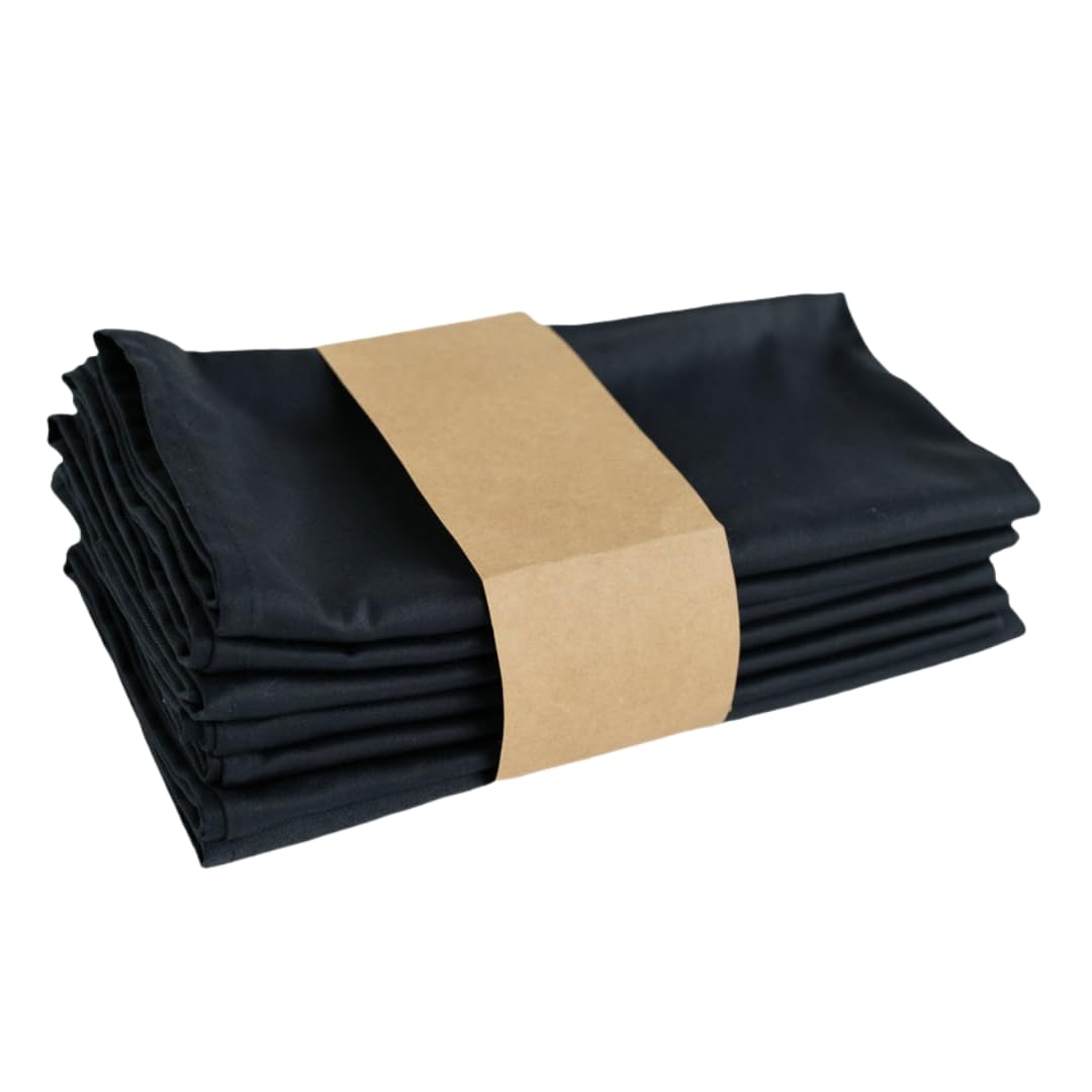 Serwetki Materiałowe 8 Szt. Bawełniane Satynowe Serwetki 50X50Cm Restauracja Kwadratowy Ręcznik Klubowy Ręcznik Stołowy - Czarny