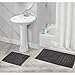mDesign Bathroom 3 Piece Rug Set - 100% Cotton, Water Absorbent Bath Mat Rugs for Bathroom Vanity, Master or Guest Bathtub/Shower, Runner, Standard, Small, Braided Design - Set of 3 - Charcoal Gray