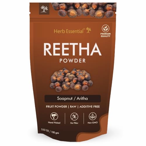 Image of Herb Essential Reetha Soapnut Aritha Fruit Powder, Raw Additive Free, 100g