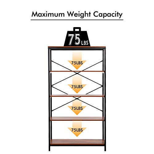 4 Shelf Bookcase, Bookshelf Industrial Style Metal And Wood Bookshelves, Open Wide Home Office Book Shelf #TOP4
