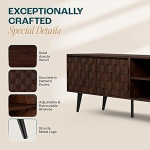 Bmegeorgina65inchsolidwoodtvstandunder10minutesassemblyentertainmentcenterwithstoragegeometricpatterntvconsoleforlivingroombedroomdinningroomwalnut Urban Country Home Decor Bme georgina 65 inch solid wood tv stand under 10 minutes assembly entertainment center with storage geometric pattern tv console for living room bedroom dinning room walnut urban country home decor