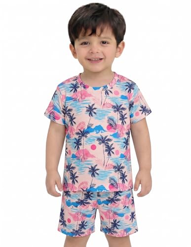 Image of Kids Dress for Boys | Round Printed Neck Half Sleeve T-shirt and Pant Clothing Set for Baby Boys