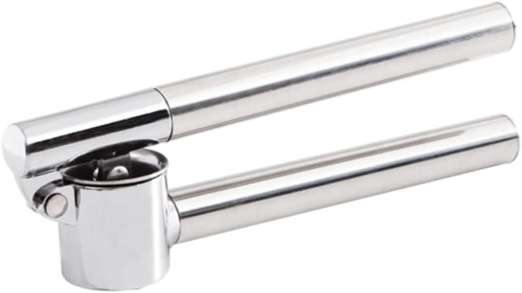 1pc Stainless Steel Garlic Press Manual Garlic Mincer with Long Handle for Easy Crushing Slicing and Dicing Kitchen Tool for Home and Restaurant Use Silver