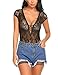 Produktbild Meaneor_Fashion_Origin Damen Sexy Body Dessous Rückenfrei Spitze Tief V-Ausschnitt Bodysuit Negligee Reizwäsche Unterwäsche Babydoll Lingerie Erotisch Nachtwäsche Schwarz L