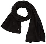 Tommy Hilfiger Damen Strickschal mit Flaggenmuster Schals, Black, One Size