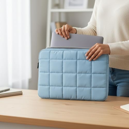 Image of FunBlast Padded Laptop Cover Bag - Laptop Sleeve Bag, Multifunctional Shockproof, Waterproof Laptop Case, 14 Inches Business Bags for Business, Travel, College (SkyBlue)
