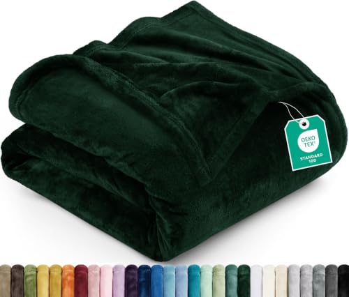 Image of Utopia Bedding Soft Fleece Bed Blanket Queen Size Forest Green (90x90 Inch)