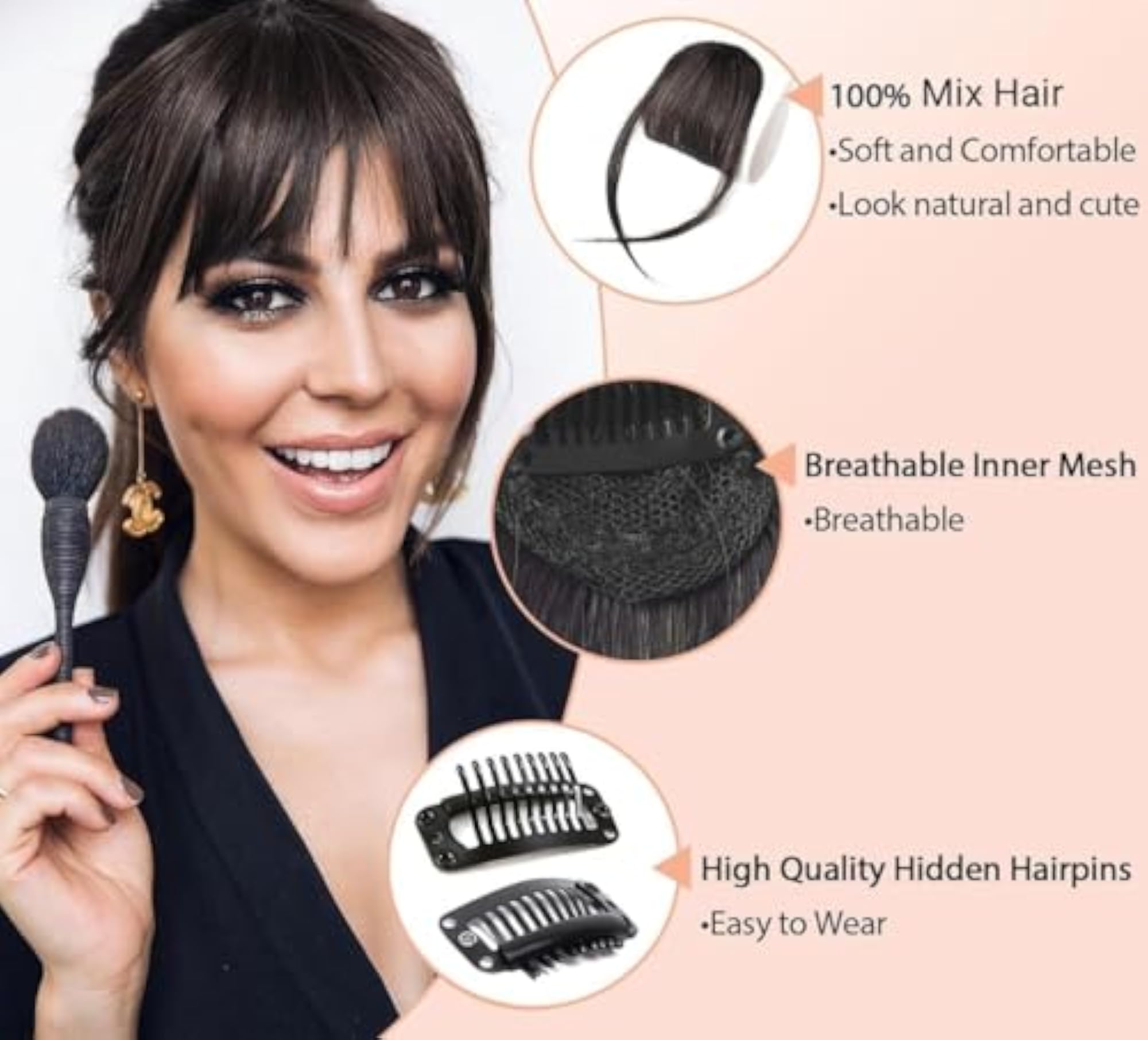 2 PCS Clip in Bangs Hair Extensions for Women