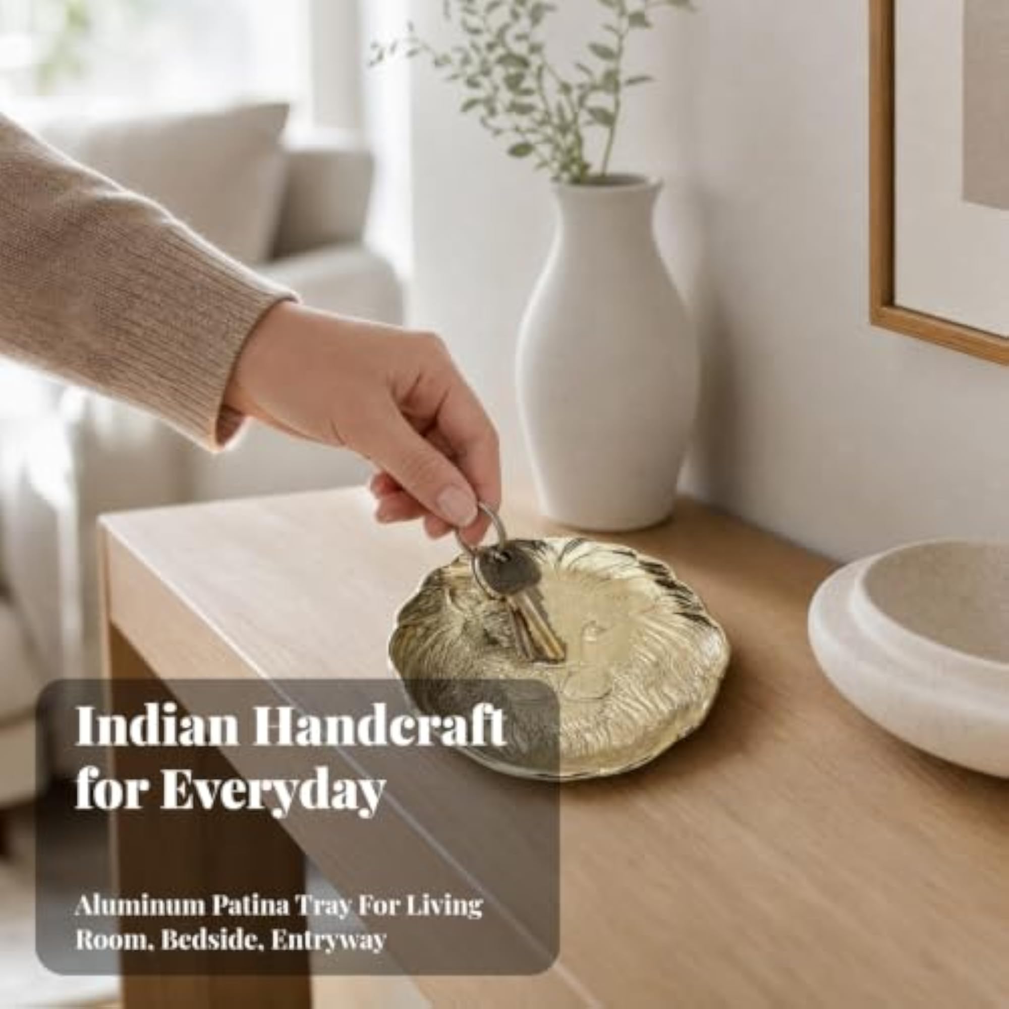 Artisanal Tin Alloy Tray with Embossed Animal Relief, Unique Gift