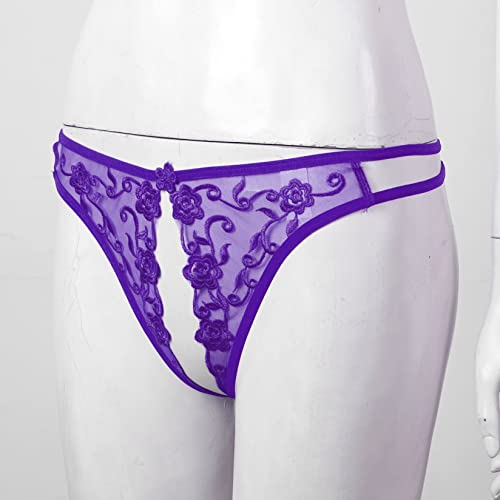 Lejafay Men's Sexy Tie Side Bowknot Sheer Lace Thongs Panties Adjustable G-String Underwear3