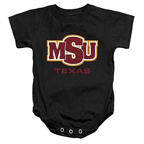 Midwestern State University Official Distressed Primary Unisex Infant Snap Suit for Baby,Black, 6 Months