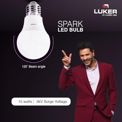 Image of LUKER JVLuker 15W LED Bulb B22 Base Energy Efficient 2 Star Light 120 Degree Wide Beam Coverage High CRI Surge Protection Lights for Home and Office, 1 Year Warranty (Pack of 4, White)