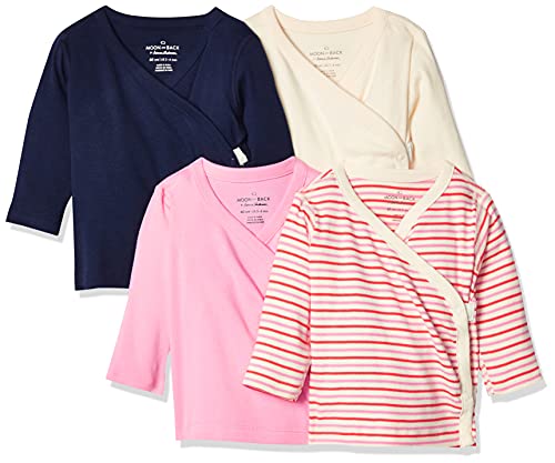 Image of Moon and Back Unisex Babies' Organic Cotton Long-Sleeve Side Snap Shirt, Pack of 4