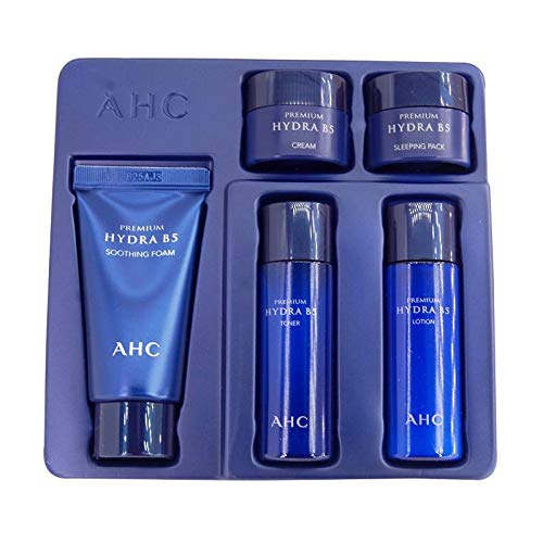 A.H.C Premium Hydra B5 Travel Set, Containing Soothing Foam, Cream, Sleep Pack, Toner And Lotion, Moisturizing Nourishing Skin