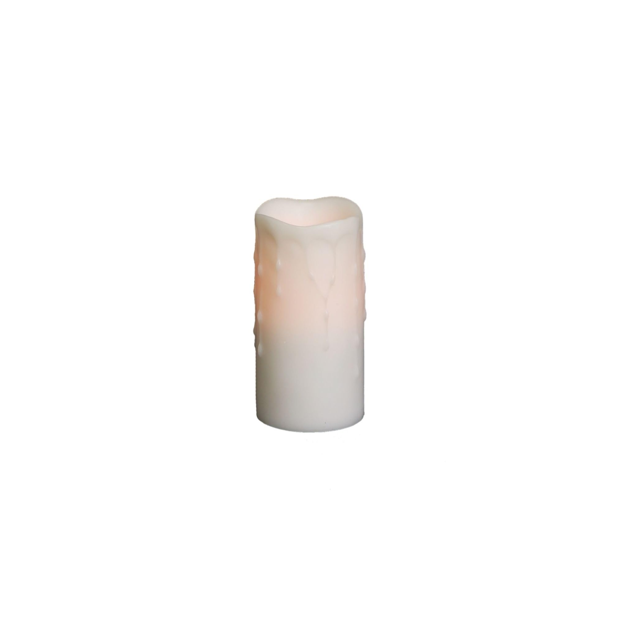 Melrose Set of 4 LED Lighted White Flameless Dripping Pillar Candles 6