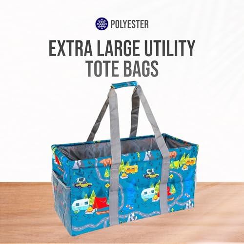 Image of Extra Large Utility Tote Bag - Oversized Collapsible Pool Beach Canvas Basket