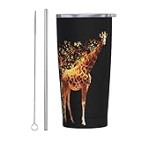 Cette tasse de voyage en acier inoxydable peut contenir 591 ml.