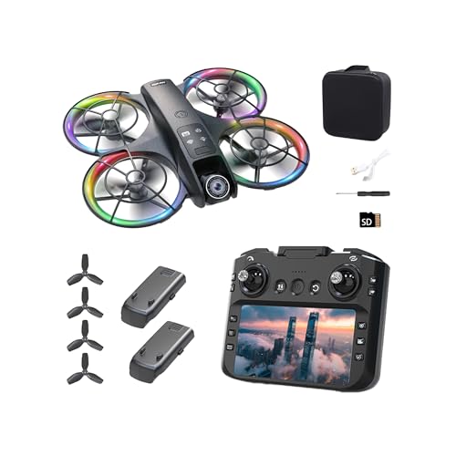 elecci Big-Size K200 Max Drone with 4.8-Inch Screen Controller with SD Card, Two-batteries, Brushless Motor, Optical Flow Positioning, with Black Outdoor Carrying Case.