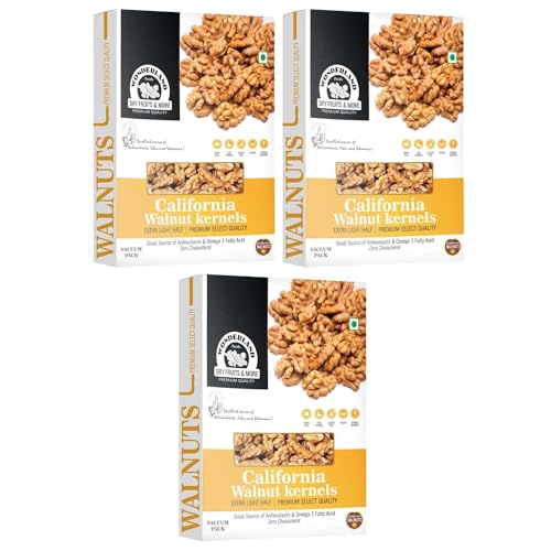 Image of Wonderland Foods 600g (200g X 3) California Walnut Kernels Pack of 3 Boxes | Dry Fruits