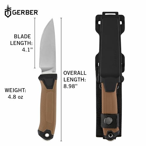 Image of Gerber Gear StrongArm Camp Magnacut - Fixed Blade Survival Tactical Knife for Camping, Outdoor, Hunting - Ergonomic Ambidextrous Utility Tool - Made in USA - Coyote Brown