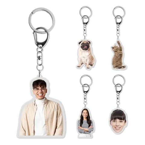 BLINGPAINTING Custom Keychain Personalized Photo Keychain with Photo Picture logo name Gifts for Family Friend Father Boyfriend Valentine's Day Pet Cover