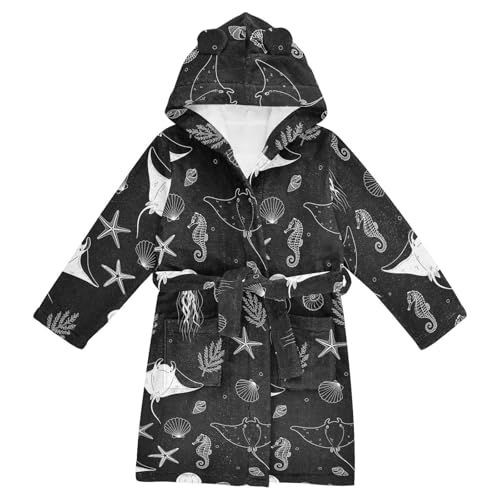 WIFIU Toddler Baby Hooded Bathrobe for Boys Girls Sea Creatures