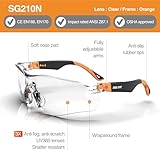DEX FIT Safety Glasses SG210, Z87 Eye Protection, 3X Anti fog & Scratch Resistant, Adjustable for Women and Men, UV Protective (Black & Orange Frame, Clear Lens) - Image 2