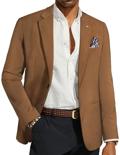 PJ PAUL JONES Men's Blazers Two Button Notch Lapel Sport Coat Casual Lightweight Blazer Jacket with Handkerchief