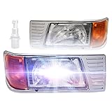 NIUPARTS Headlight With Adjusters and Corner Lamp and Chrome Bezel 16-06264 with LED Bulbs - Driver and Passenger Side (Fits Peterbilt 377 Trucks)