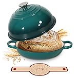 Davivy 5.5QT Enameled Cast Iron Dutch Oven with Lid, Dutch Oven for Sourdough Bread, 10" Round Sourdough Bread Oven, Bread Cloche for Bread Baking, with Silicone Bread Sling - Gradient Teal
