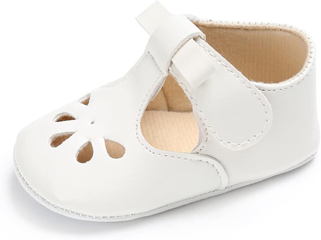 BENHERO Baby Girls Mary Jane Flats with Bowknot Non-Slip Toddler First Walkers Princess Dress Shoes