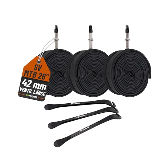 3er Set Continental Fahrradschlauch MTB 26 Zoll SV 42mm (47/62-559) + 3...
