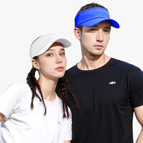 Image of Sukeen 2 Pack Sports Sun Visor Women Men Lightweight Packable Stretchy Visor Hat for Golf, Tennis, Running