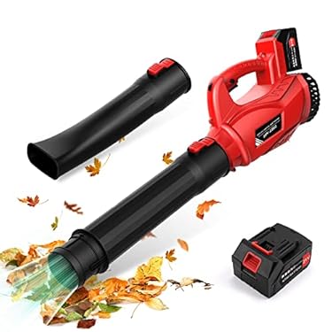 AMAZON - Electric Leaf Blower Cordless 21V, 320 CFM 180 MPH Battery Powered Leaf Blower with 4000mAh Battery and Charger, 2 Section Tubes, 6-Speed Dial Control Leaf Blowers for Lawn Care, Snow, Debris, Dust