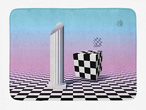 KLR6SYUI-T Alfombra de baño Vaporwave, ilustración de Arte Surrealista contemporáneo temático de un Pilar Griego y Cubos Impresos