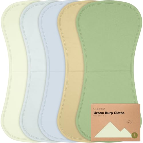 Image of Organic Burp Cloths Baby Boy & Girl - 5-Pack Super Absorbent Cotton Burping Cloths for Babies, Soft & Plush Newborn Spit Up Rags, Infant Towels for Milk Spit Up, Unisex, Large 21" x 10" (Dew)