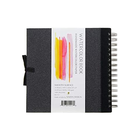 Shizen Design Watercolor Book Black Paper Cover 8 in. x 8 in. 24 Sheets Cover