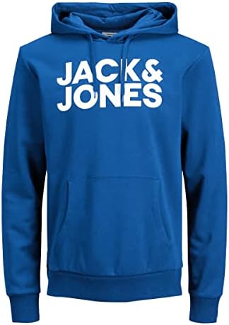 (-61%) JACK & JONES Herren JJECORP Logo Sweat Hood, Classic Blue/Large Print/W Wh, XS