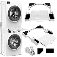 NIUXX Kit di Accatastamento per Lavatrici, Telaio di Collegamento Universale con Cinghia a Cricchetto per 53-68cm Lavatrice Asciugatrice, Kit di Impilamento Telaio Intermedio Asciugatrice con Ripiano
