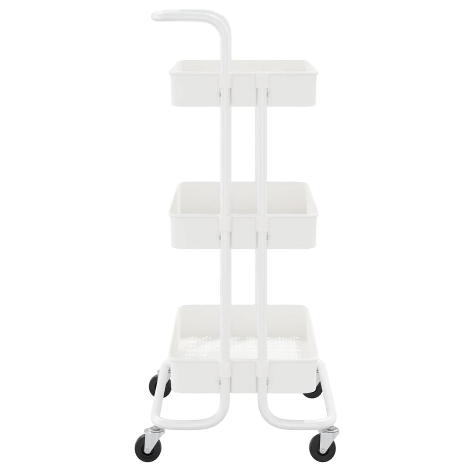 Chariot de Cuisine 3 Niveaux Blanc 42x35x85 cm Fer et ABS,Panier A Roulette Cuisine,Casiers Et Supports De Cuisine