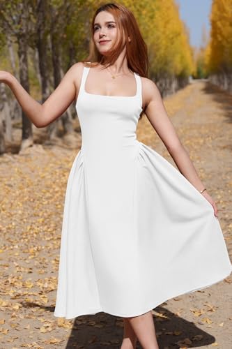 Image of Memoriesea Women's Elegant Square Neck Swing A Line Wedding Evening Party Midi Dress