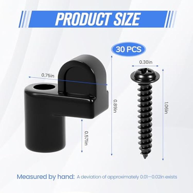 3/8 Inch Window Screen Clip with Screws, Screen Doors and Winter Panels, Offset Fastener Clips for Easy Installation (30 Pcs Black)