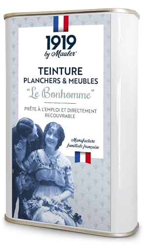 1919 BY MAULER - Teinture bois, meuble & parquet Le Bonhomme - Chêne Foncé - 0,5L - Protège contre les taches grâce à un fond dur intégré
