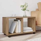 HengCaDa Rollschrank Artisan-Eiche 72x33x42,5 cm Holzwerkstoff mobiler Abstelltisch mit Stauraum für Wohnzimmer Schlafzimmer Flur Balkon Büro