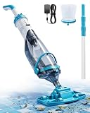 Saker Handheld Pool Vacuum with Telescopic Pole, Cordless Pool Cleaner 4200 L/H Powerful Suction, 60 Min Runtime, Rechargeable Vacuums for Above Ground Pools, Inground Pools, Spas & Hot Tubs