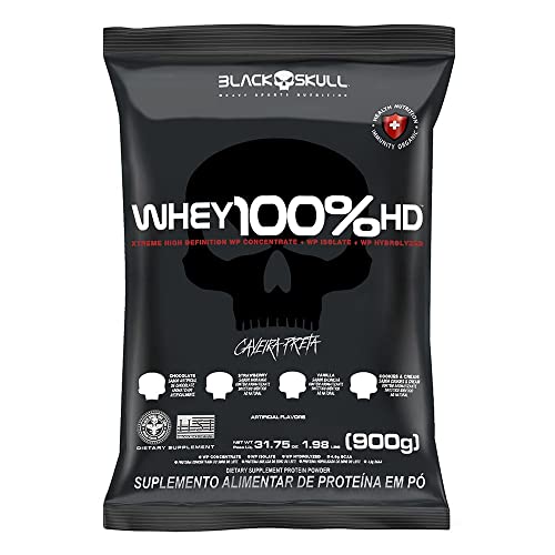Refil Whey 100% Hd Chocolate 900G, Black Skull