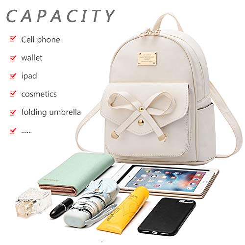Image of I IHAYNER Girls Bowknot Cute Leather Backpack Mini Backpack Purse for Women