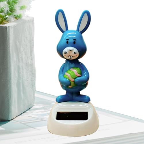 Lapin à tête branlante Solaire – Figurines dansantes à énergie Solaire – Figurines dansantes à énergie Solaire pour Tableau de Bord de Voiture, décoration de Bureau