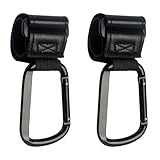 ベビーカー フック マジックテープ カラビナ バギーフック - YAWALL ベビーカーフック レザー カラビナフック エアバギー フック ペットカート 荷物掛け ブラック 2個 L