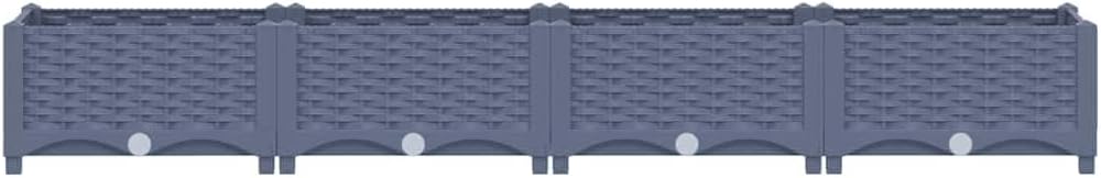 vidaXL Raised Bed - Large Rectangular Garden Planter for Outdoor Use - Made from Durable Polypropylene - Spacious for Plant Growth - Dark Gray - 63"x15.7"x9.1"